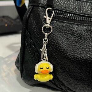 Yellow Duck with headphones Keychain